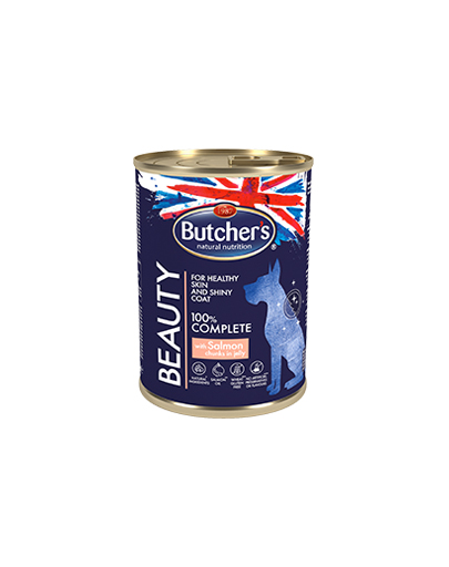 Butcher's functional dog beauty hrana umeda cu somon in aspic pentru caini 400g + frisbee gratis