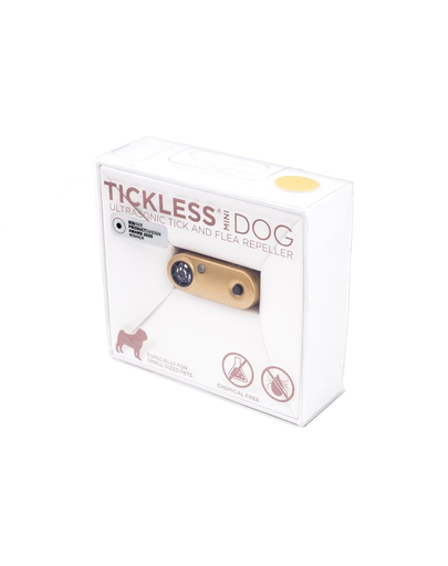 TICKLESS Mini Dog Ultradźwiękowy odstraszacz kleszczy i pcheł dla psów małych ras Złoty + KONG piłki tenisowe 3 szt. GRATIS