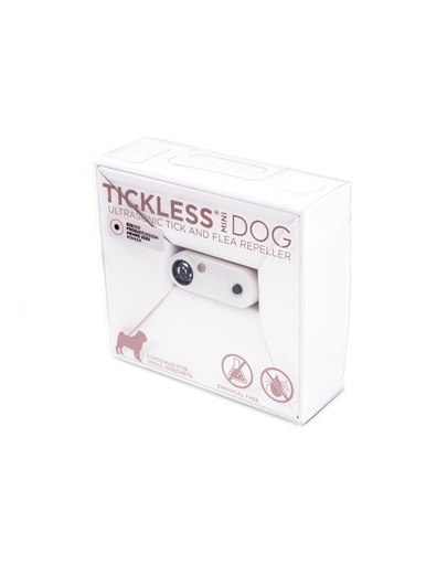 TICKLESS Mini Dog Dispozitiv cu ultrasunete anti-capuse si purici, pentru caini de rase mici, alb fera.ro