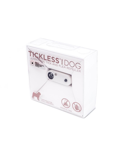 TICKLESS Mini Dog Dispozitiv cu ultrasunete anti-capuse si purici, pentru caini de rase mici, alb