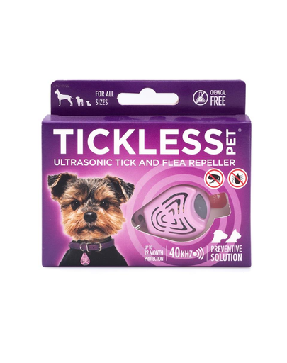 TICKLESS Pet Dispozitiv cu ultrasunete anti-capuse si purici, pentru caini si pisici, roz