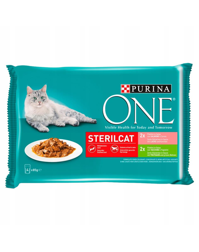PURINA ONE Sterilcat Mix Hrana umeda pentru pisici sterilizate, mix de carne si legume 4x85g