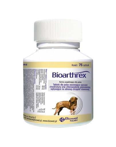 BIOWET Bioarthrex tablete pentru caini care sustin reinnoirea cartilajului articular 75 tabl.