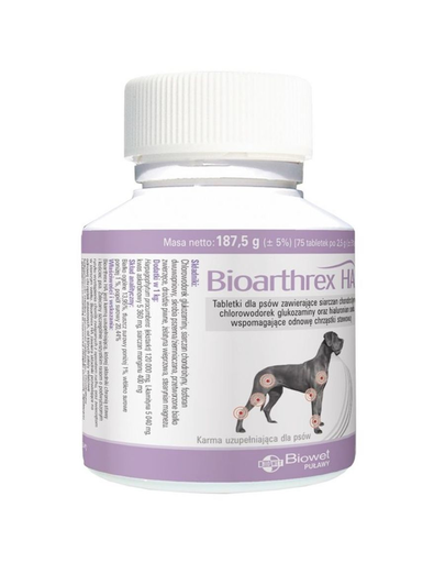 BIOWET Bioarthrex HA tablete pentru caini care sustin reinnoirea cartilajului articular 75 tabl.