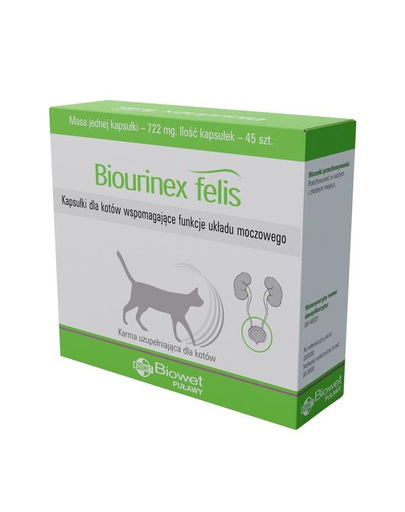 BIOWET Biourinex Felis capsule pentru pisici care sustin functiile sistemului urinar 45 buc.