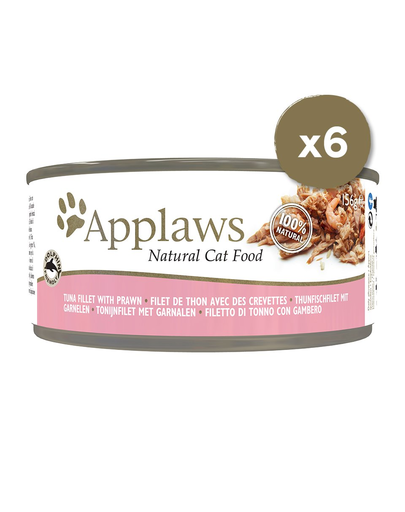 APPLAWS Hrana umeda pentru pisici, cu ton si creveti, 6 x 156 g
