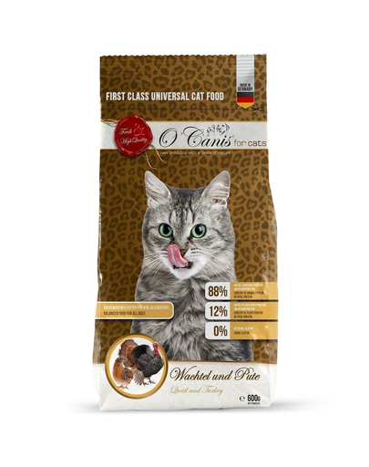 O'CANIS Hrană uscată pentru pisici cu prepeliță și curcan 600 g