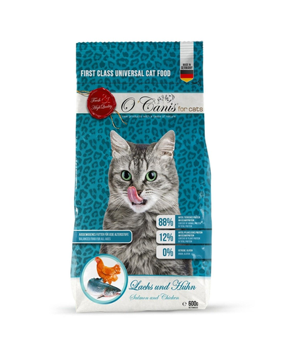 O'CANIS Hrană uscată pentru pisici cu somon și pui 600 g