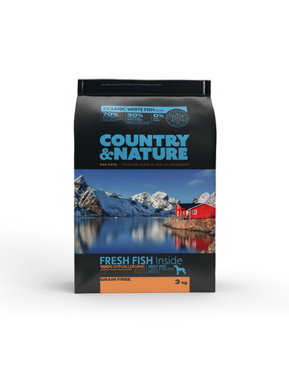 Country&Nature Ocean White Fish Recipe Hrana Uscata Caini Adulti Talie Medie/mare, Cu Peste 3 Kg
