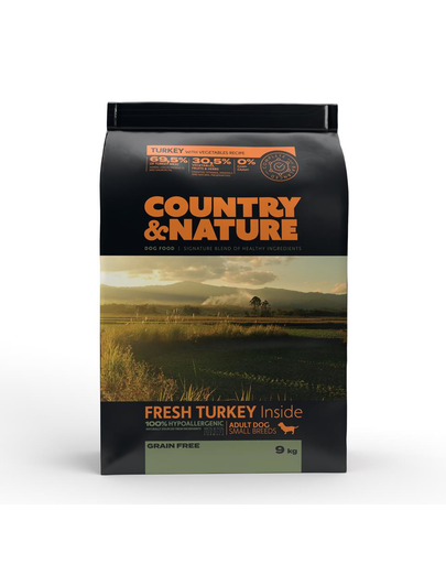 Country&Nature Turkey&Vegetables Recipe Hrana uscata caini adulti talie mica, curcan si legume 9 kg Adulti