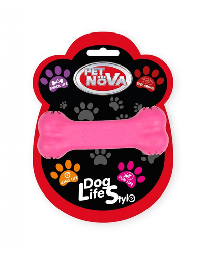 PET NOVA DOG LIFE STYLE Jucarie os pentru caini, 11cm, roz, aroma carne de vita 11cm imagine 2022