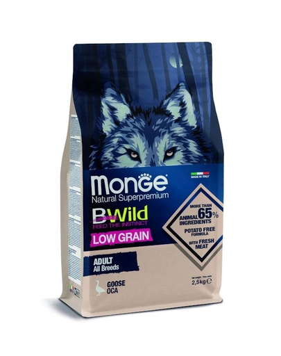 MONGE BWild Adult hrană uscată pentru câini, cu gâscă 2,5 kg