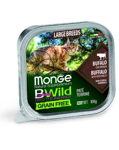 MONGE BWild Cat hrană umedă pentru pisici de talie mare, cu bivol 100g 100g imagine 2022