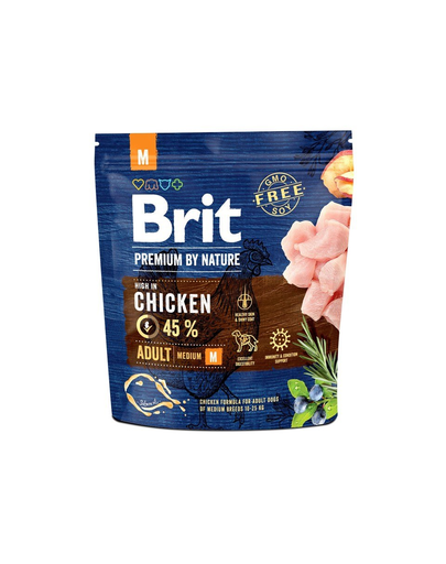 BRIT Premium By Nature Adult Medium M Hrana uscata pentru caini adulti de talie medie, cu pui 1 kg Adult imagine 2022