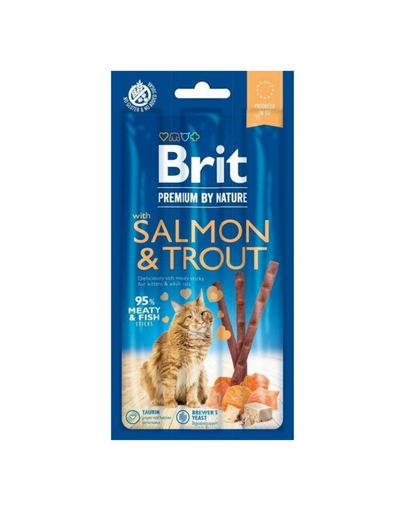 BRIT Premium by Nature Cat Sticks Recompense pisici adulte, cu somon si pastrav 15 g