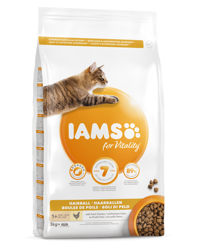 IAMS For Vitality Hairball pentru pisici adulte, cu pui 3 kg adulte imagine 2022
