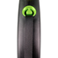 FLEXI Black Design lesa automata cu banda pentru caini, negru cu verde, marimea S, 5 m