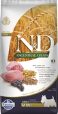 N&D Low Grain mini Hrana uscata caini talie mica, cu miel si afine 7 kg